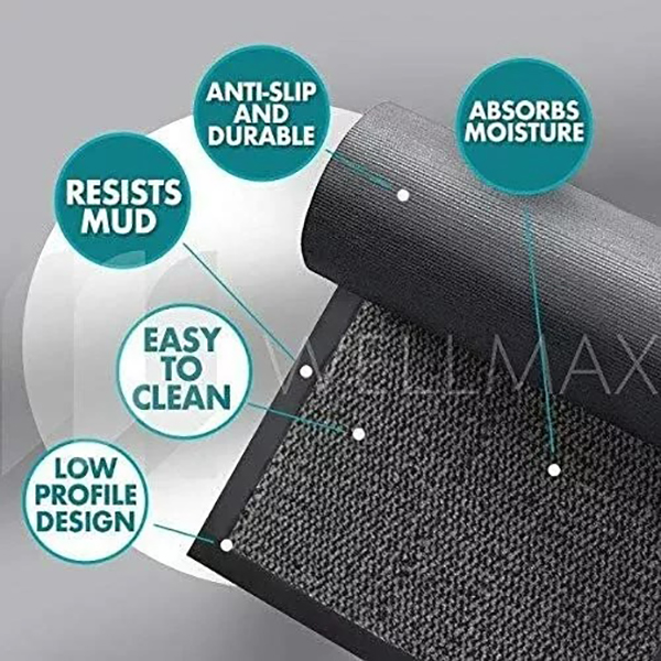 Grey Black Heavy Duty Barrier Mats Non Slip Rubber Mat Hard Wearing Indoor And Outdoor